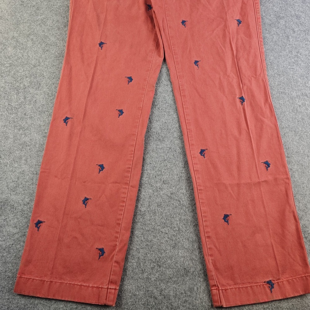 J Crew Pants Mens 32x32 Red Embroidered Marlin Fish Classic Fit Chino Vintage - Picture 2 of 10